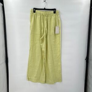 Joie Linen Pants Womens Medium High Rise Wide‎ Leg Green Coastal Euro Boho New